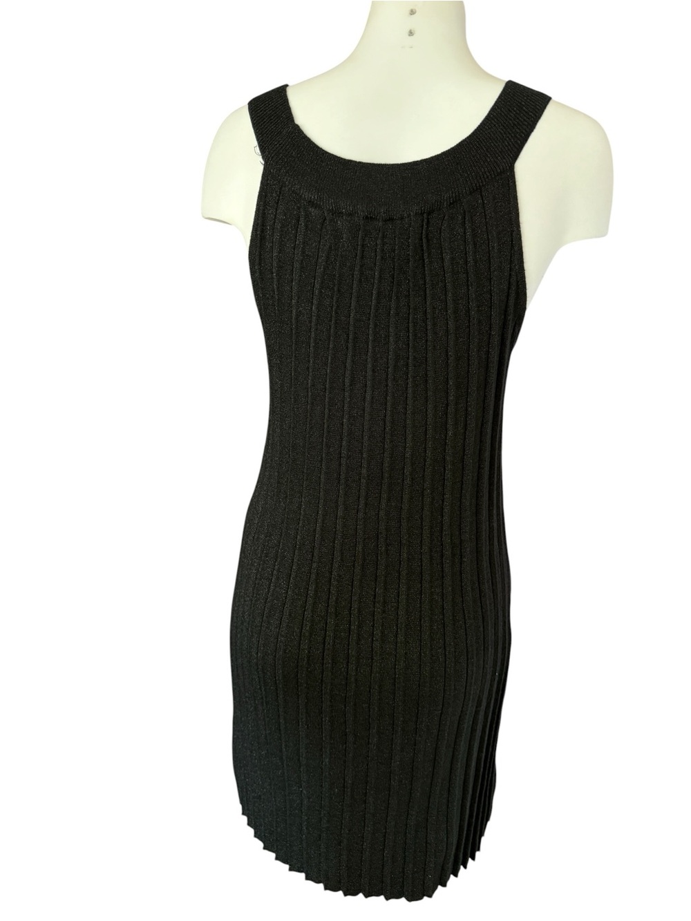 Costa Blanca Black/metallic Flecks Ribbed Knit Tank Dress, lightweight Size XL